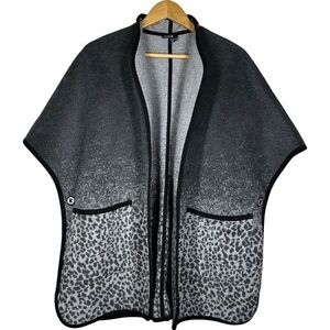 Bylyse Wool Ombré Animal Print Oversized Ruana Kimono S